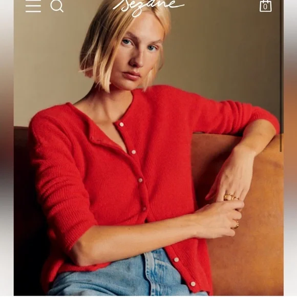 Bundle of 3 Sezane Gaspard cardigans, black (NWT)/red/light beige (NWT), all xxs - Picture 8 of 8